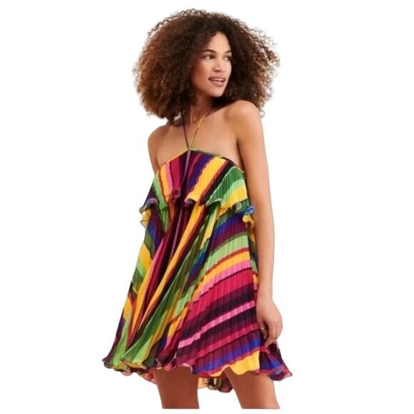 Amur Sevyn Halter Mini Dress Colorful Flowy Party Women's 12 - Picture 1 of 12